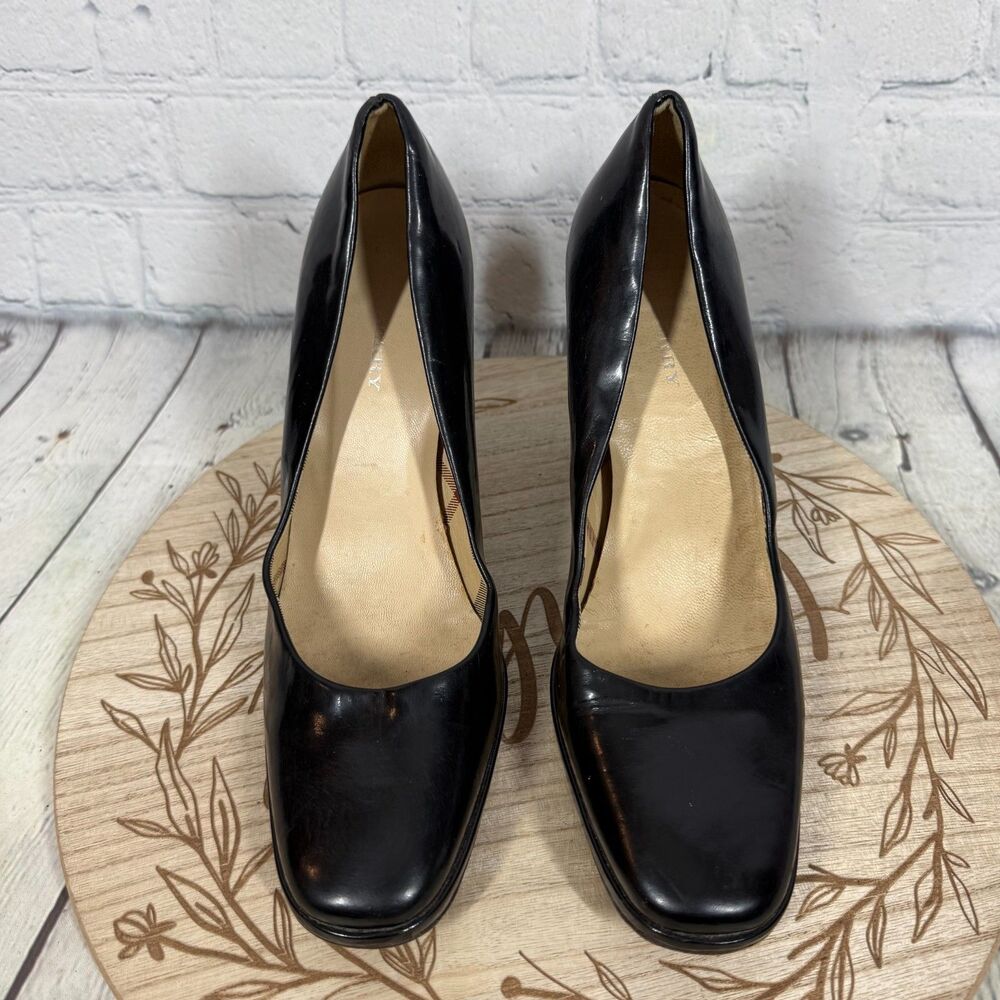 Burberry Black Patent Leather Pumps Heels Women's US 7.5 Nova Check Lined Italy - Picture 7 of 16